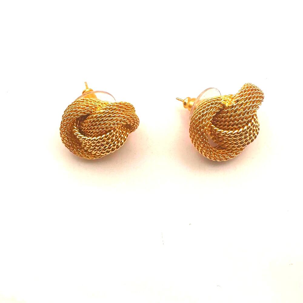 Gold Mesh Knot Earring Oversized Statement Retro Quiet Luxury Jewelry Classic